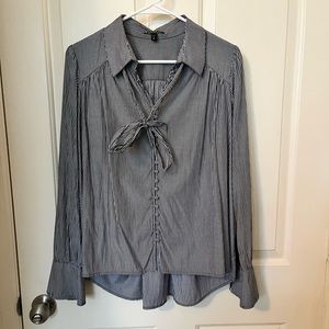 Express Black and White Striped Blouse